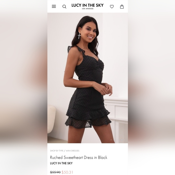 Ruched Sweetheart Dress in Black LUCY IN THE SKY - Picture 3 of 9